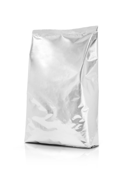 空白包装铝箔袋上隔离白色图片下载