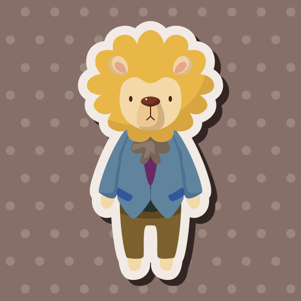 动物狮子工人卡通主题元素图片下载