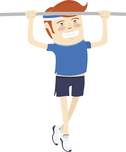 在单杠上停下的嬉皮搞笑男。平的风格图片下载