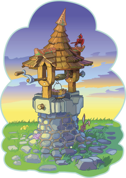 旧童话许愿与动物矢量卡通图片下载