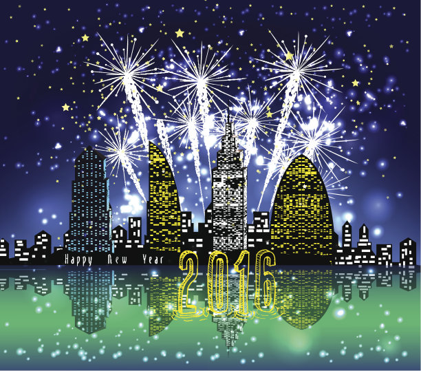用烟花祝你2016年新年快乐图片下载