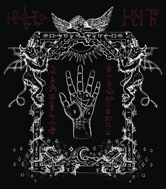 神秘的框架与手相，恶魔和天使图片下载