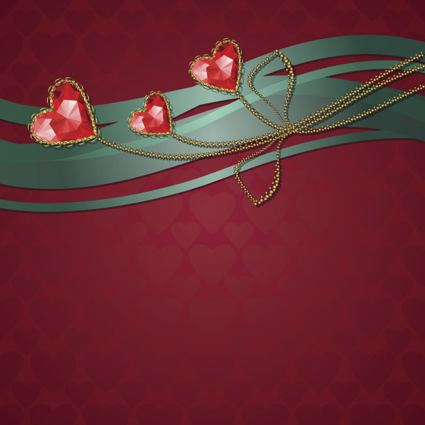 漂亮的三颗红心钻石图片下载