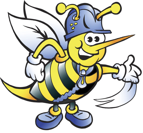 手绘矢量插图的一个快乐的工作蜜蜂图片下载