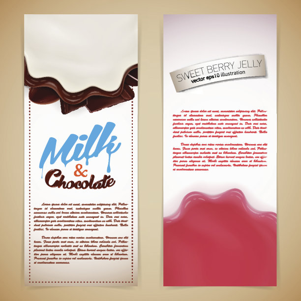 酸奶巧克力和果冻飞行设计矢量插图图片下载