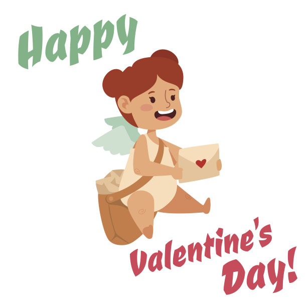 情人节丘比特天使卡通风格矢量插图图片下载