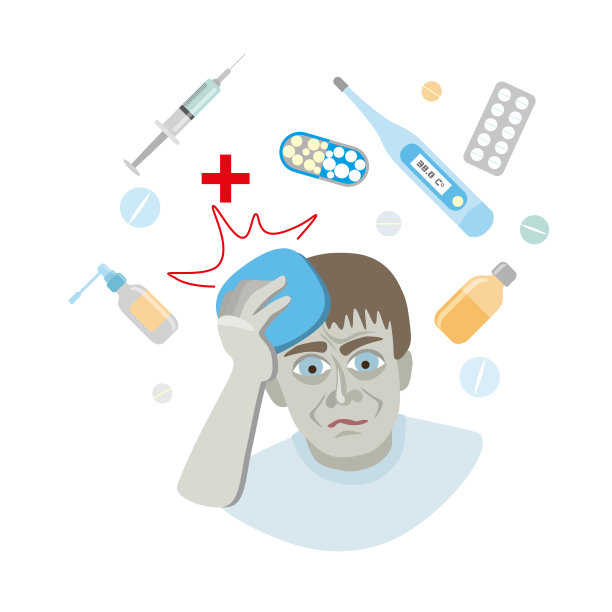 生病的年轻人抱怨寒冷，eps10图片下载