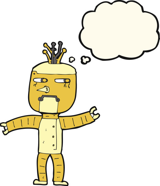 卡通机器人与思想泡泡图片下载