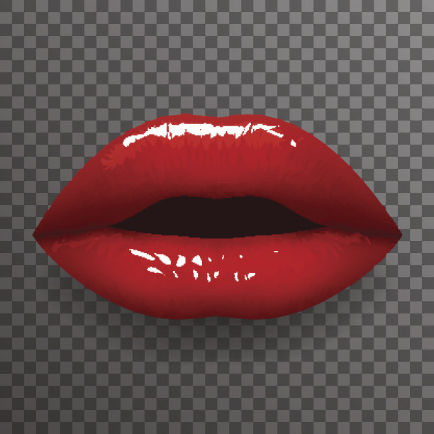 女人的嘴唇时尚的略微张开的嘴孤立的3d逼真的时尚模型透明的背景设计矢量插图图片下载