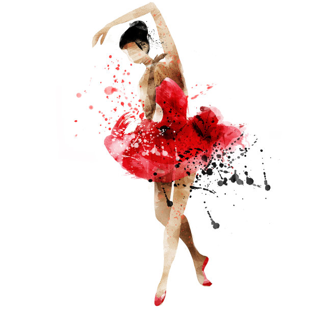 跳芭蕾舞演员水彩图片下载