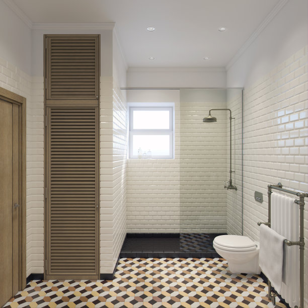 经典浴室3d插图图片下载