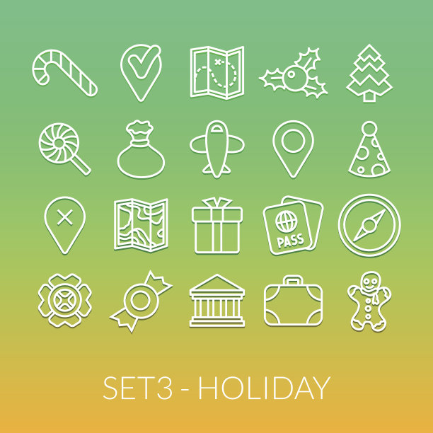 轮廓图标细平设计，现代线条笔触风格图片下载