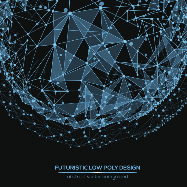 抽象多边形的未来主义背景与点和线。图片下载
