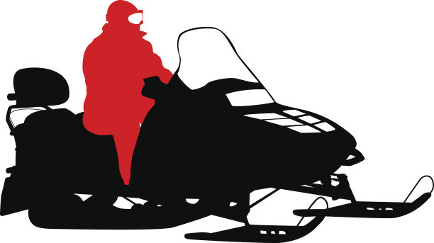 白色背景上的剪影雪地摩托。矢量图图片下载