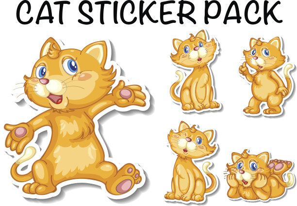 可爱猫贴纸包图片下载