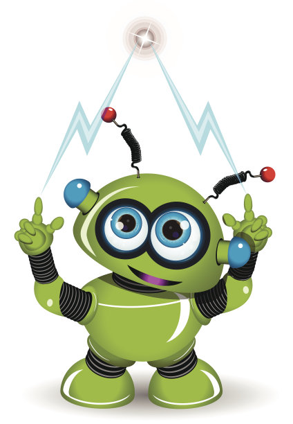 绿色机器人与闪电图片下载