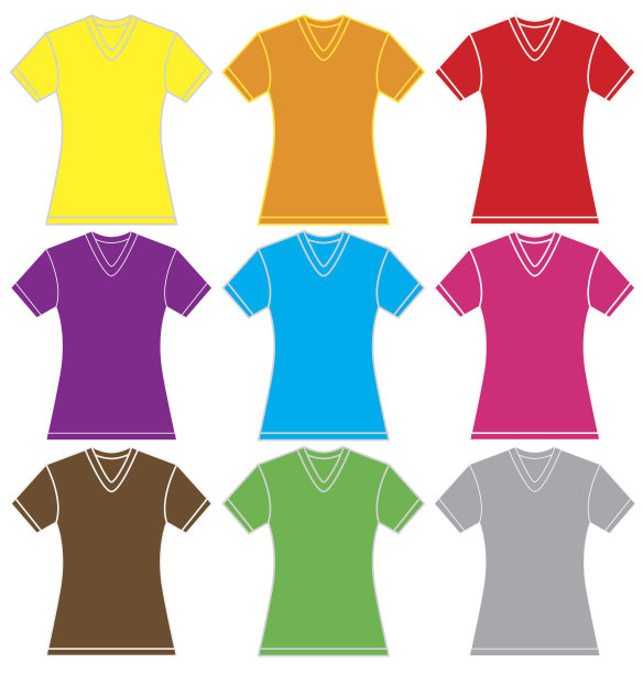 彩色的女性v领衬衫模板图片下载
