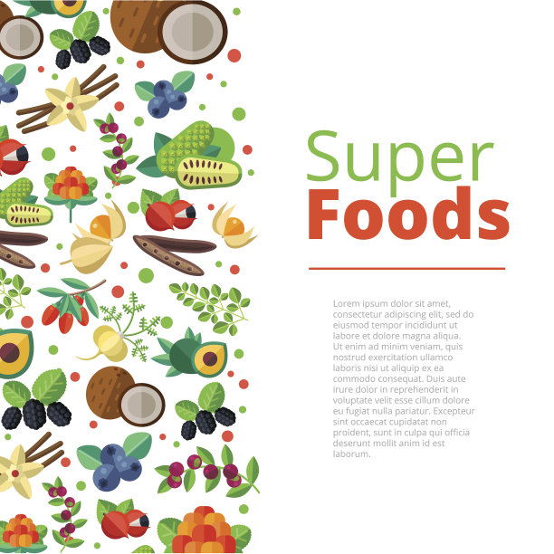 有超级食物背景的水果，蔬菜，浆果，坚果和图片下载