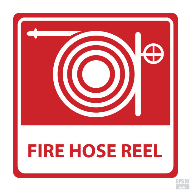 向量:消防水带卷轴标志。Eps10图片下载