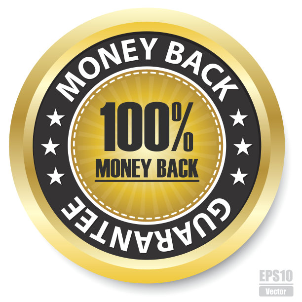 矢量:100%退款保证标签。Eps10图片下载