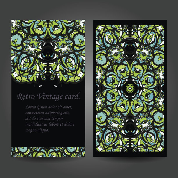 设置复古的名片。向量的背景。卡或邀请。古董图片下载