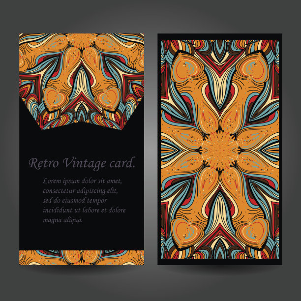 设置复古的名片。向量的背景。卡或邀请。古董图片下载
