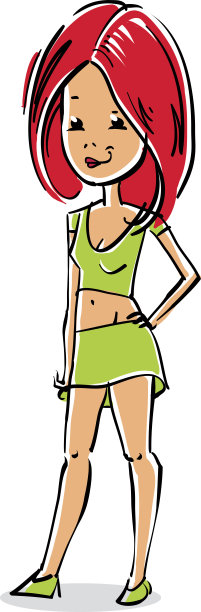 矢量全身肖像性感的女人，卡通个性图片下载
