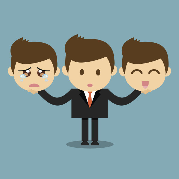 商人脸上抱着喜悦和悲伤的情绪。图片下载