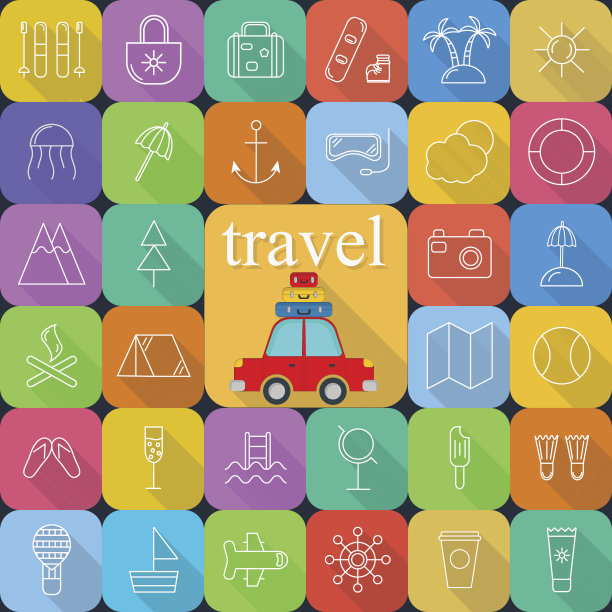 用于Web和移动应用程序的平面图标。图片下载