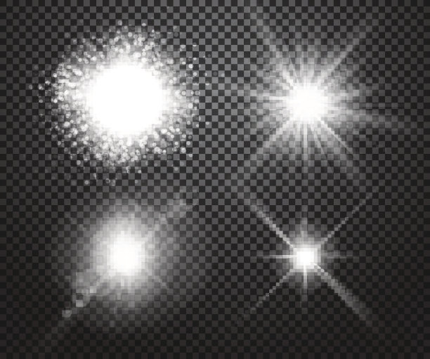 一组发光的灯光效果与透明度素材图片