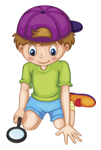 小男孩透过放大镜看图片下载