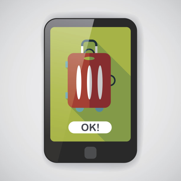 复古的旅行箱，扁平的图标与长影子，eps10图片下载