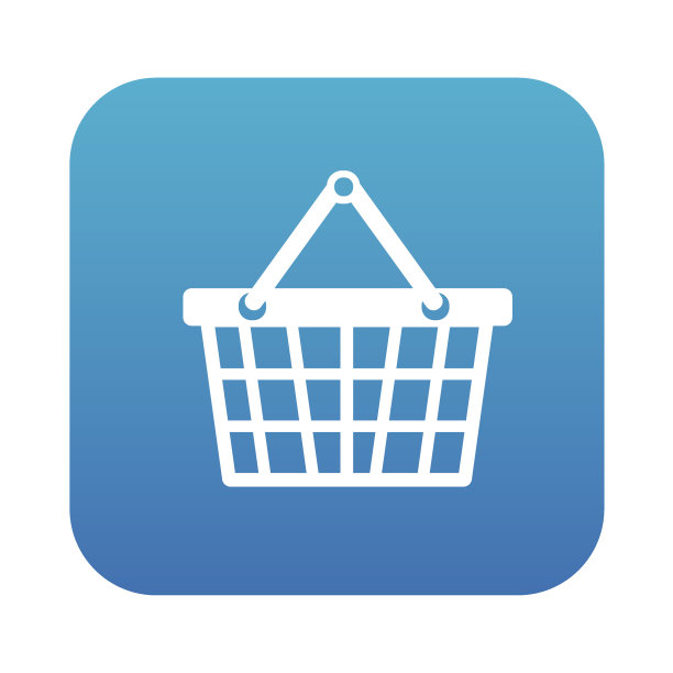 篮子设计上的蓝色按钮背景，矢量图片下载