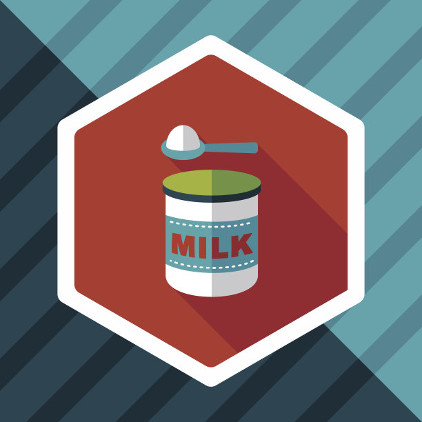 奶粉奶制品食品平面图标有长长的阴影图片下载