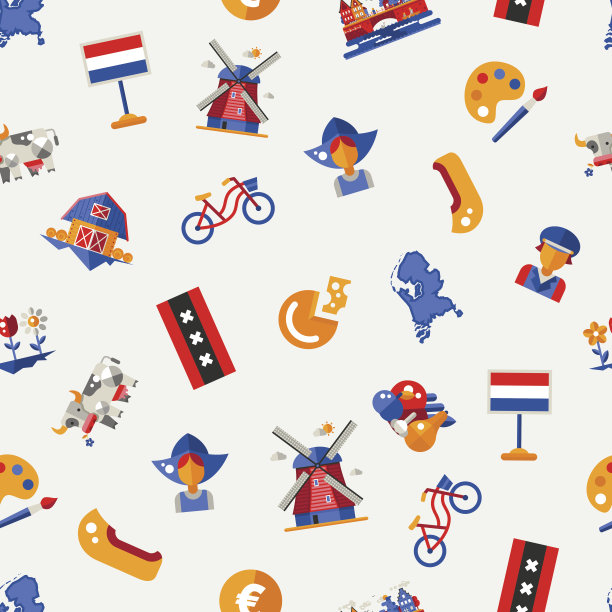 平面设计荷兰旅游图标，信息图形元素与荷兰符号图片下载