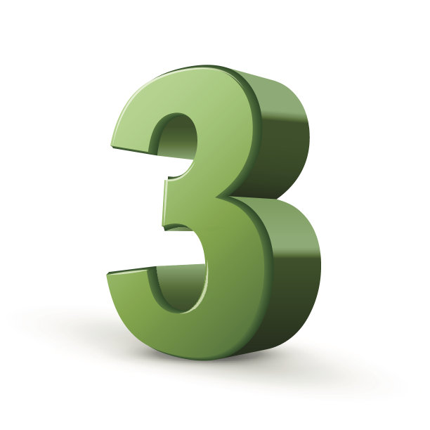 3d亮绿色数字3图片下载