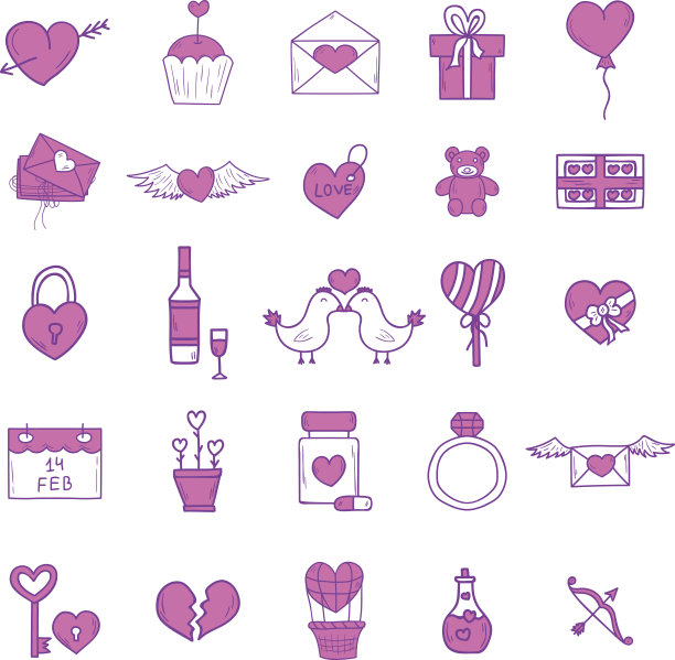 婚礼大纲图标矢量插图图片下载