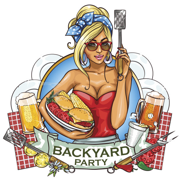 BBQ烧烤派对标签设计图片下载