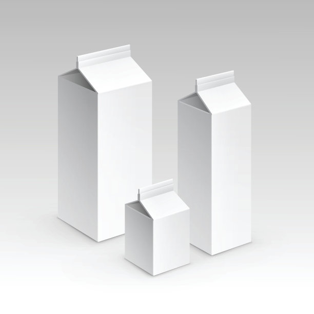牛奶，果汁，纸盒，包装，包装盒，白色孤立向量集图片下载