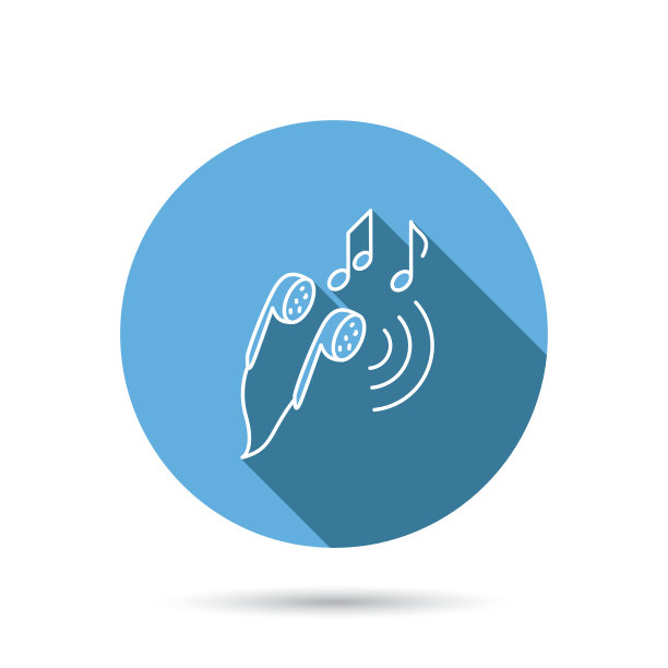耳机图标。音符的迹象。图片下载