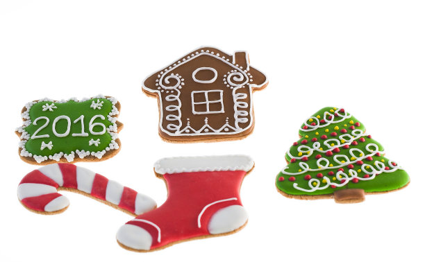 白色背景上的圣诞饼干图片下载