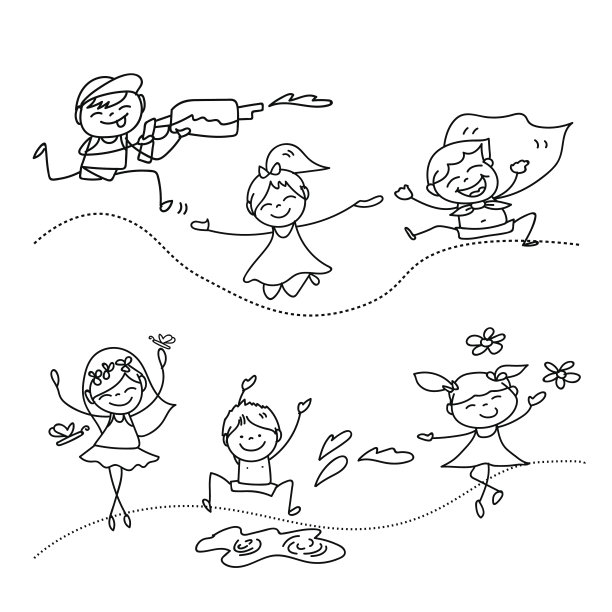 手绘卡通人物快乐的孩子们图片下载