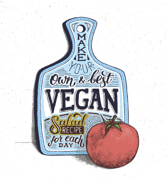 素食食物。励志名言。复古海报图片下载