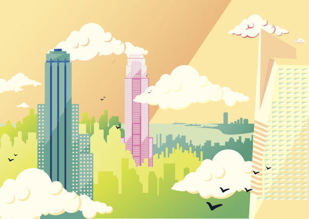 都市平面插画白天图片下载