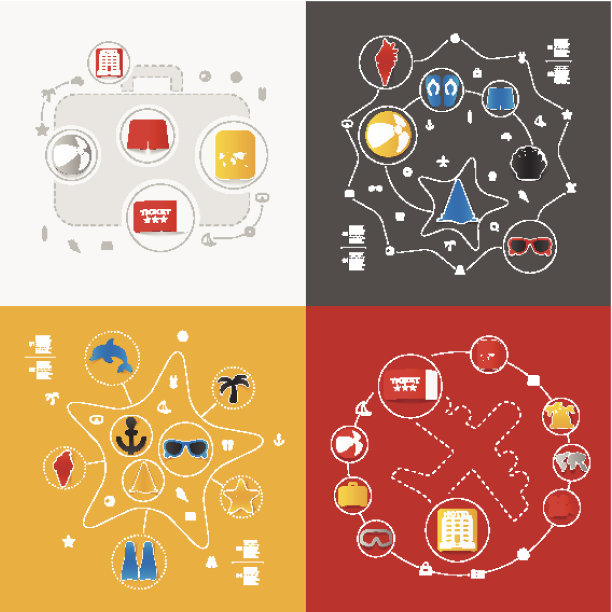 一套夏季旅游图标图片下载