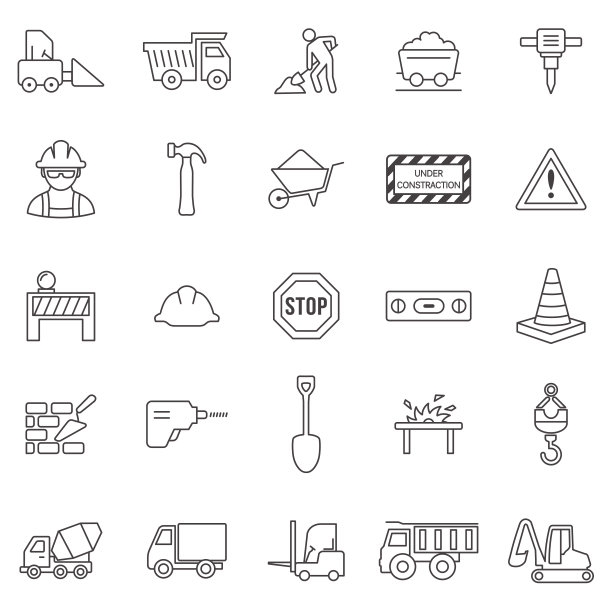 施工线图标设置。向量图片下载