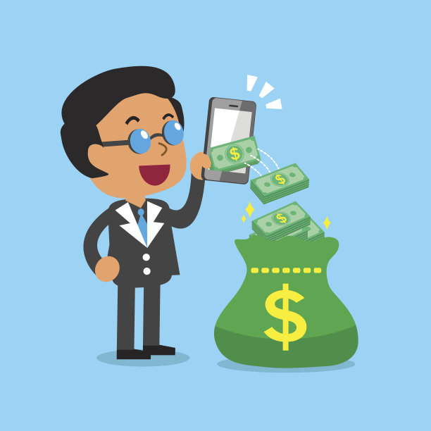 商业概念商人用智能手机赚钱图片下载