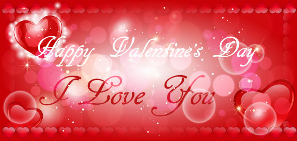 情人节快乐，红底色配爱心图片下载