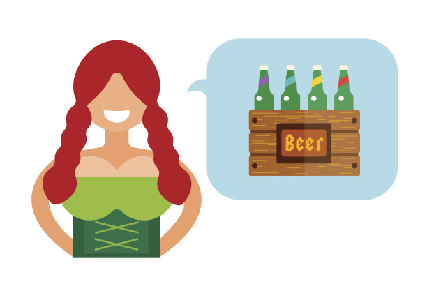 矢量插图啤酒节德国女人女孩抽象剪影图片下载