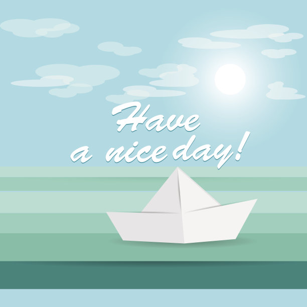 纸船在波浪上折纸图片下载